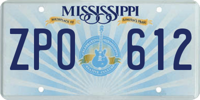 MS license plate ZPO612