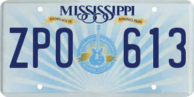 MS license plate ZPO613