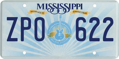 MS license plate ZPO622