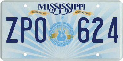MS license plate ZPO624