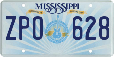 MS license plate ZPO628