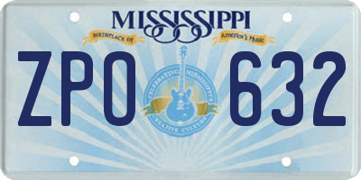 MS license plate ZPO632