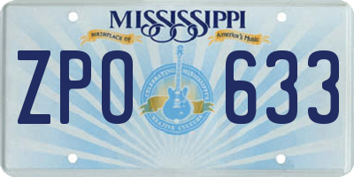MS license plate ZPO633