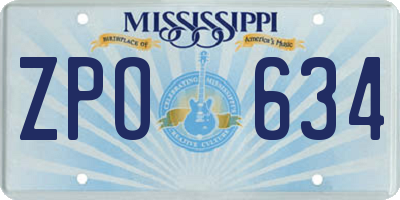 MS license plate ZPO634