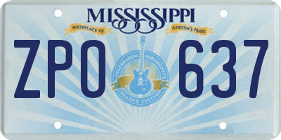 MS license plate ZPO637