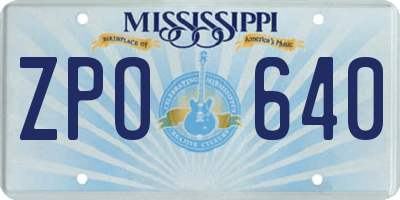 MS license plate ZPO640