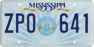 MS license plate ZPO641