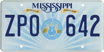 MS license plate ZPO642