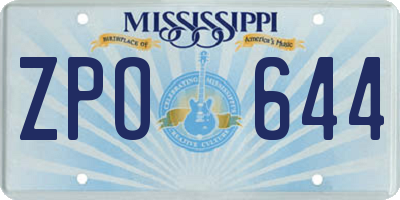 MS license plate ZPO644