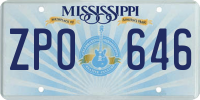 MS license plate ZPO646