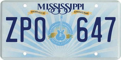 MS license plate ZPO647