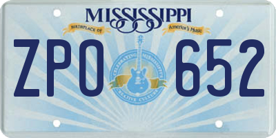MS license plate ZPO652