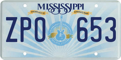 MS license plate ZPO653