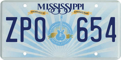 MS license plate ZPO654
