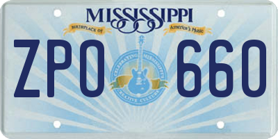 MS license plate ZPO660
