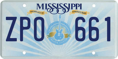 MS license plate ZPO661