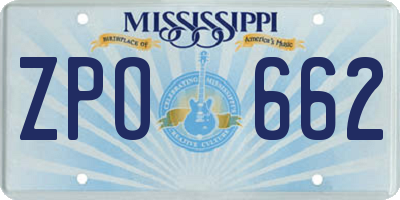 MS license plate ZPO662