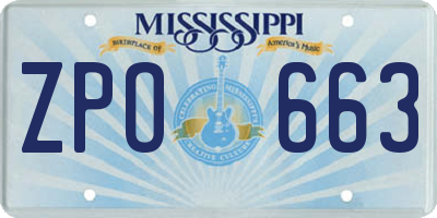 MS license plate ZPO663