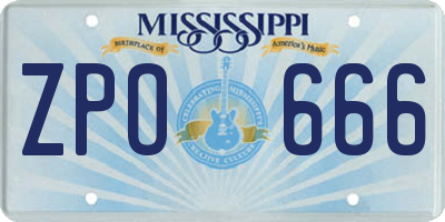 MS license plate ZPO666