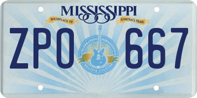 MS license plate ZPO667
