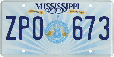 MS license plate ZPO673