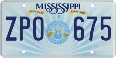 MS license plate ZPO675