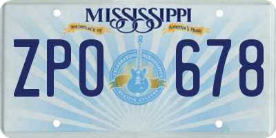 MS license plate ZPO678