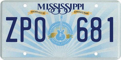 MS license plate ZPO681