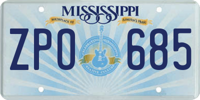 MS license plate ZPO685