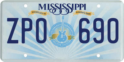 MS license plate ZPO690