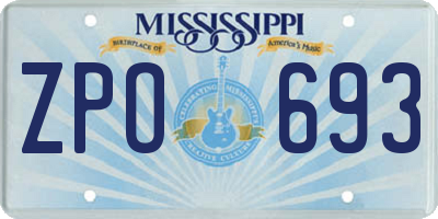 MS license plate ZPO693