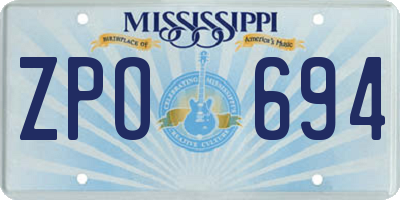 MS license plate ZPO694