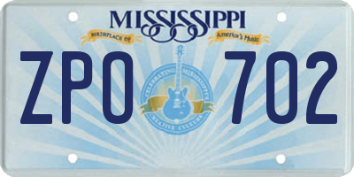 MS license plate ZPO702