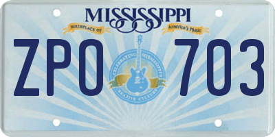MS license plate ZPO703