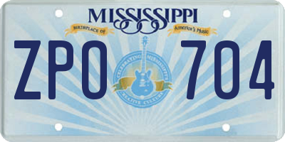 MS license plate ZPO704