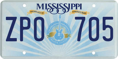 MS license plate ZPO705
