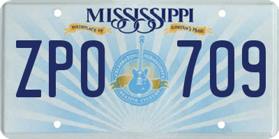 MS license plate ZPO709