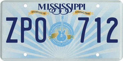 MS license plate ZPO712