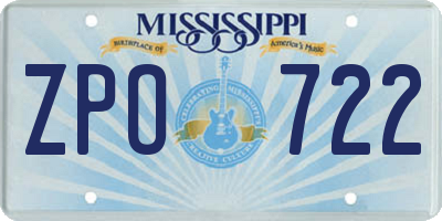 MS license plate ZPO722