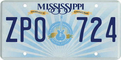 MS license plate ZPO724
