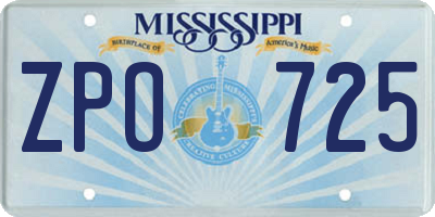 MS license plate ZPO725