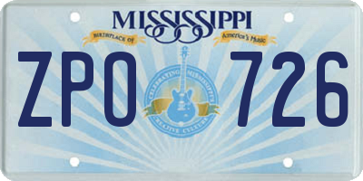 MS license plate ZPO726