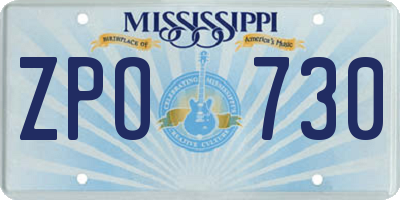 MS license plate ZPO730