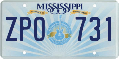 MS license plate ZPO731