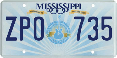 MS license plate ZPO735