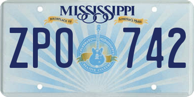 MS license plate ZPO742