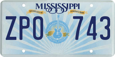 MS license plate ZPO743