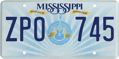 MS license plate ZPO745