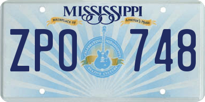 MS license plate ZPO748