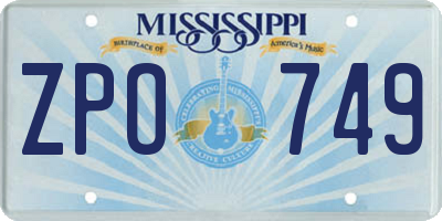 MS license plate ZPO749